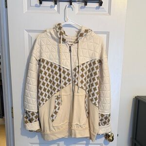 POL Cream and Brown Patterned Women's Jacket